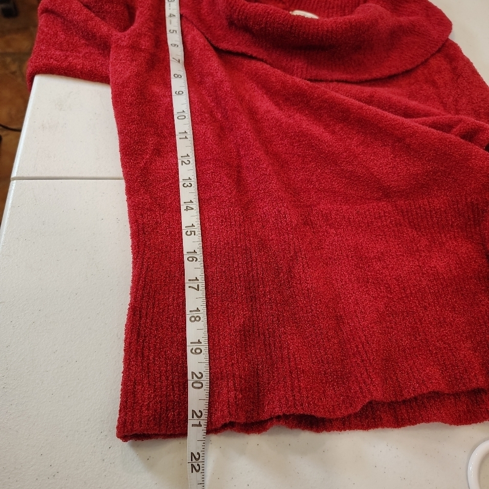 Worthington Sweater Women's Size L Solid Red Cowl Neck Fleece Long Sleeve COZY - Picture 8 of 8
